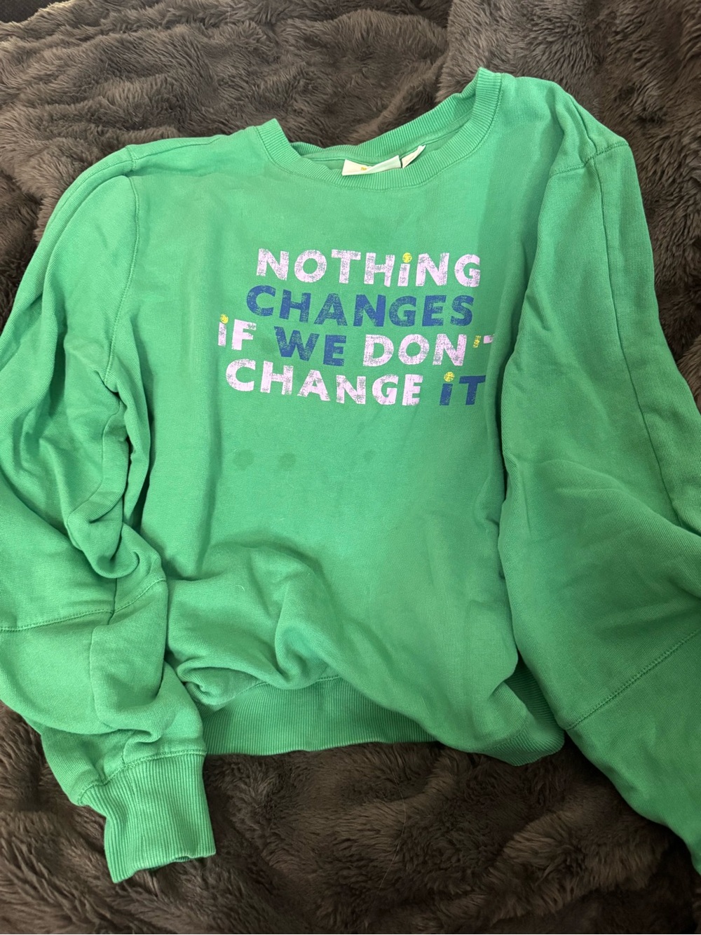 Anthropologie Green Graphic Crewneck Sweatshirt